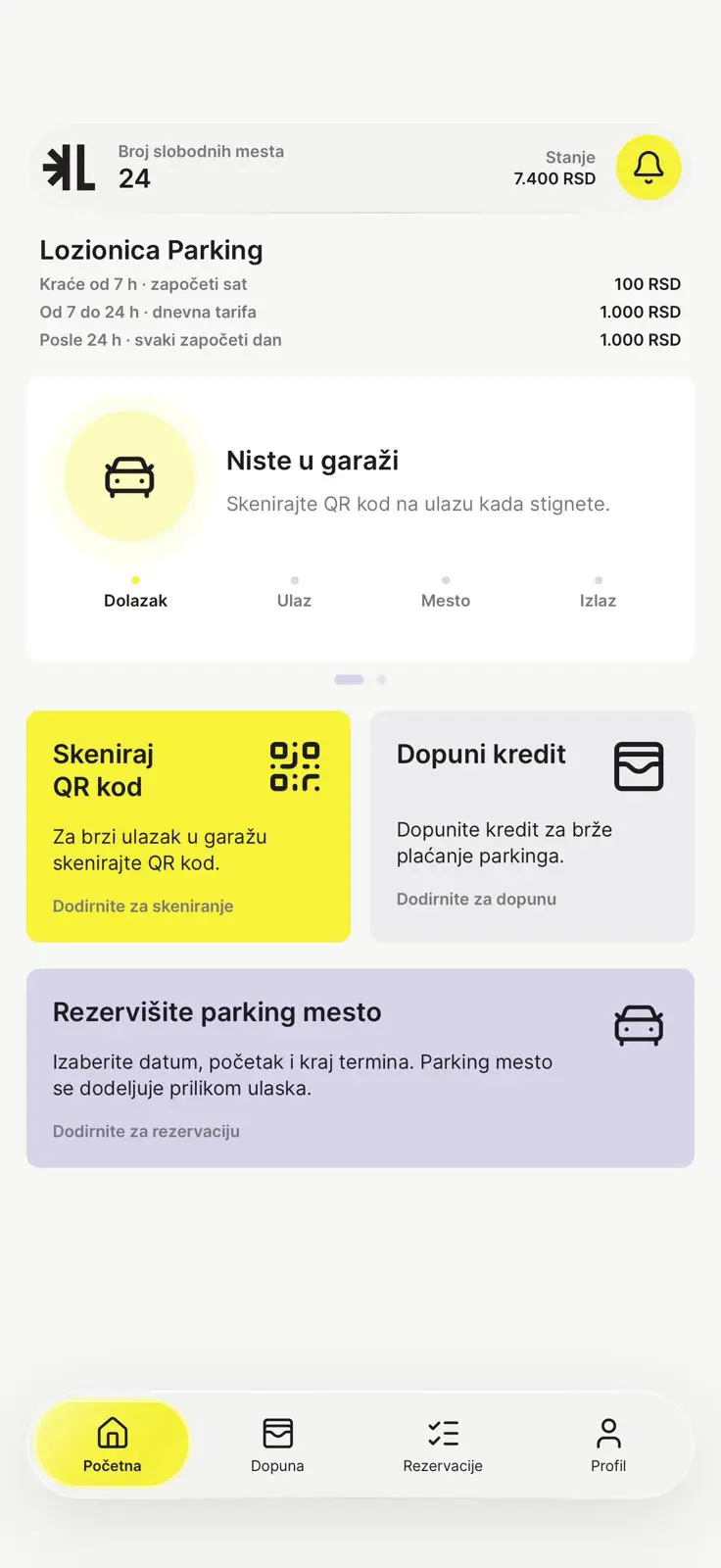 Registracija u Ložionica parking aplikaciji